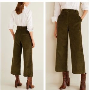 NWT Mango Corduroy Wide-Leg Cropped Pants